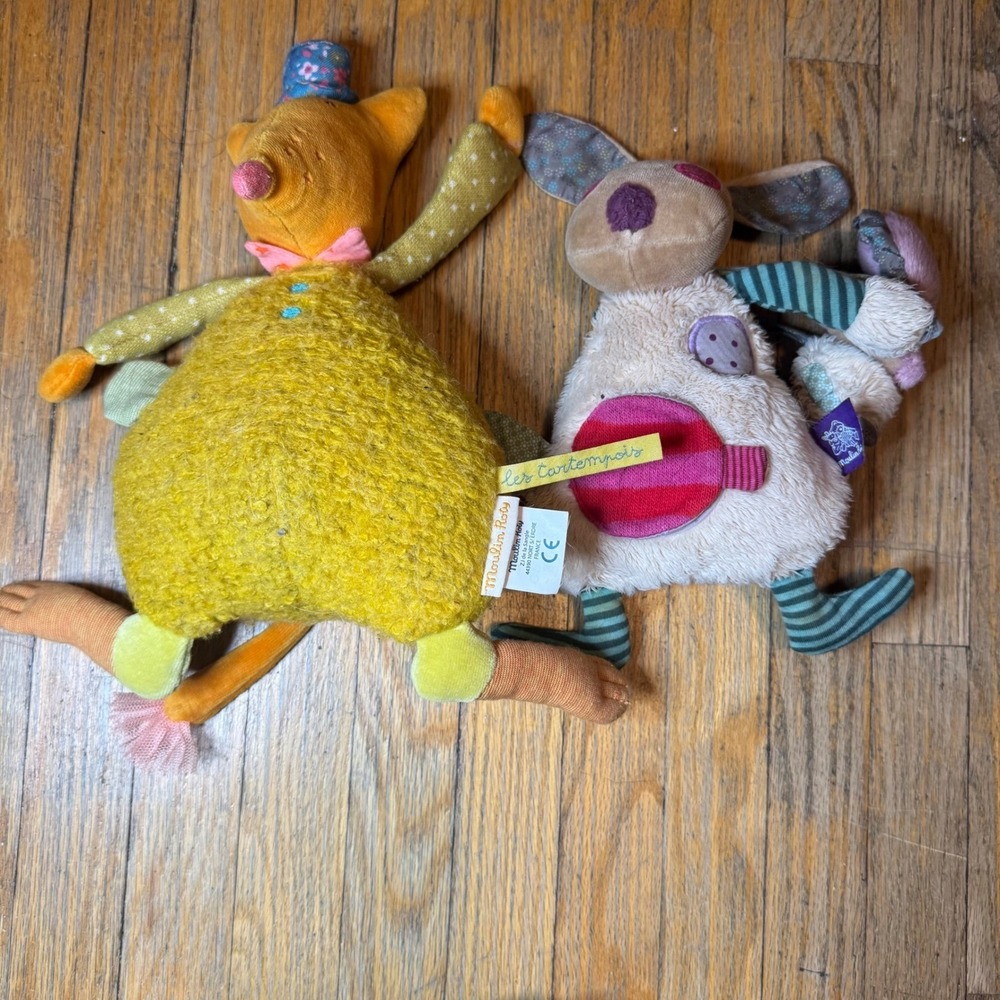 Moulin Roty Les Tartempois Plush Toy Set Cat and Mouse French Designer Soft Toys